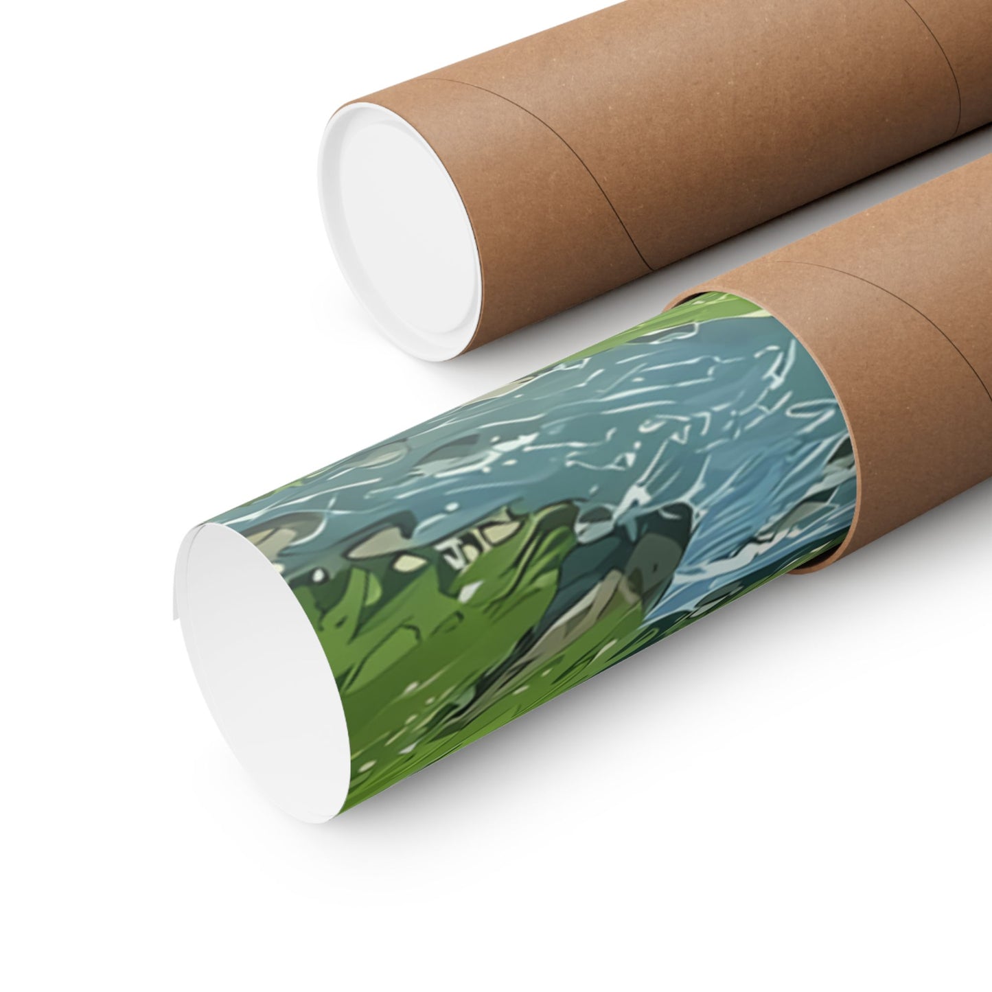 Alpine Journey With a Faithful Companion Poster — Anime Mountain Valley Summer Vertical Print